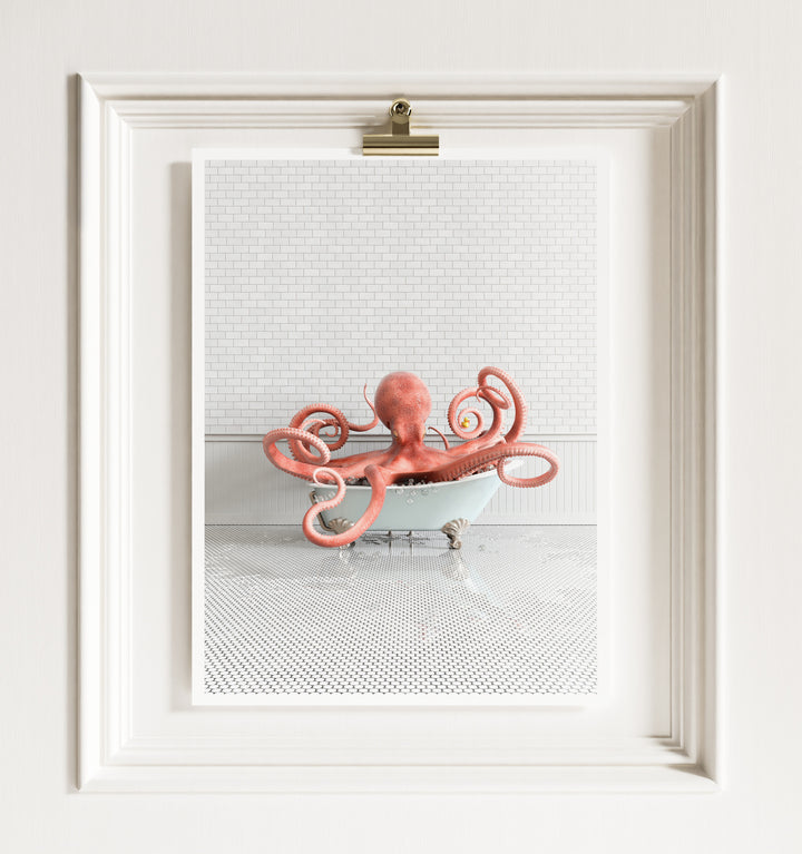 Octopus in Blue Bathtub