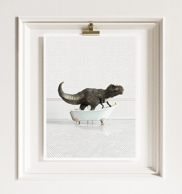 Tyrannosaurus Rex in Blue Bathtub