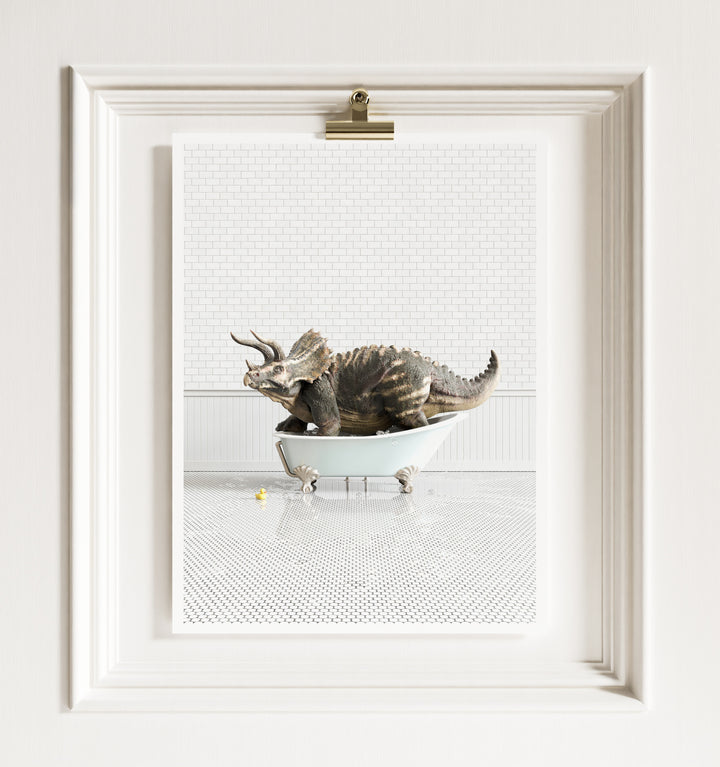 Triceratops in Blue Bathtub