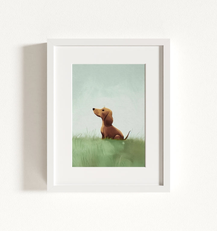 Framed Nursery Art Picture Book Puppies