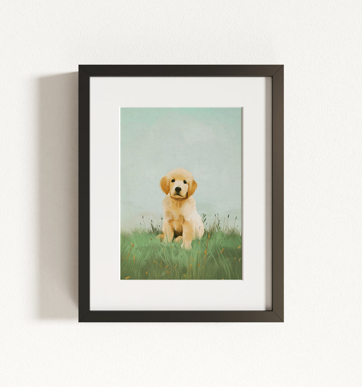 Framed Nursery Art Picture Book Puppies