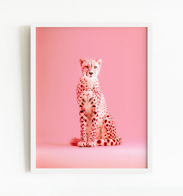 Portrait of a Pink Cheetah Wall Art Print