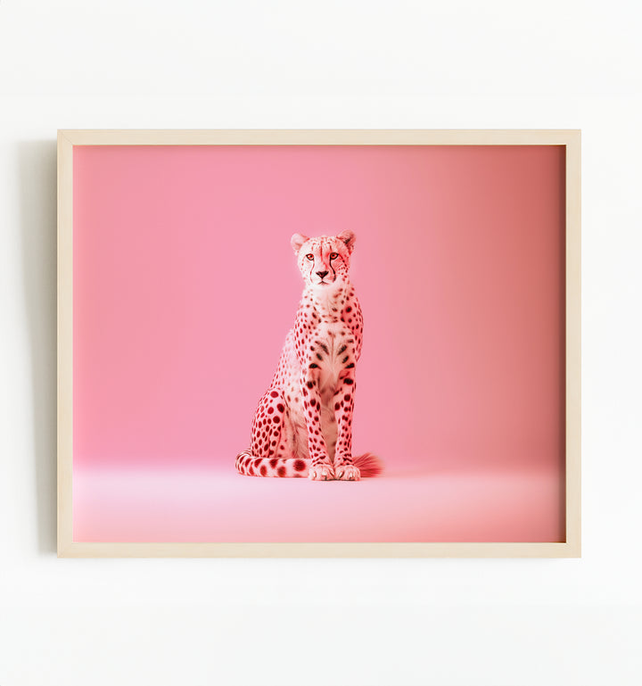 Portrait of a Pink Cheetah Wall Art Print