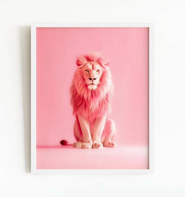 Portrait of a Pink Lion Wall Art Print
