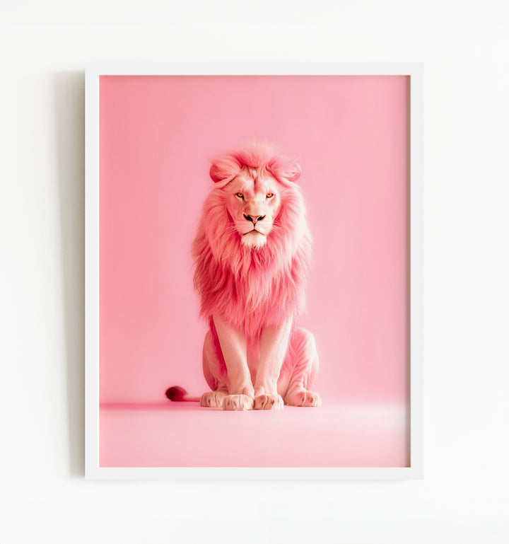 Portrait of a Pink Lion Wall Art Print
