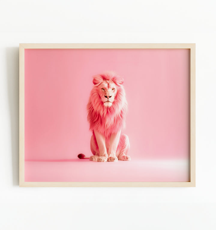 Portrait of a Pink Lion Wall Art Print