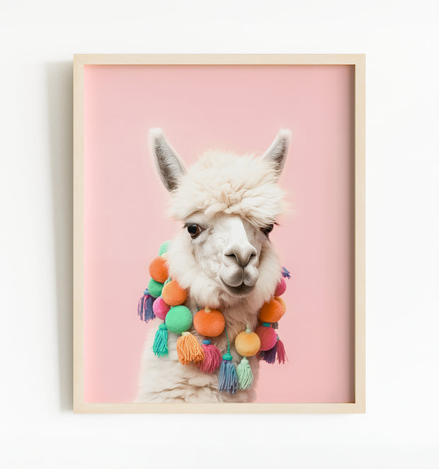 Rainbow Alpaca Wall Art Print
