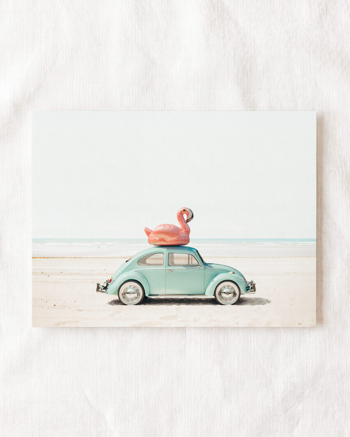 A Beetle and a Flamingo at the Beach Horizontal