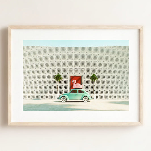 A Beetle and a Flamingo at The Parker — Framed Art