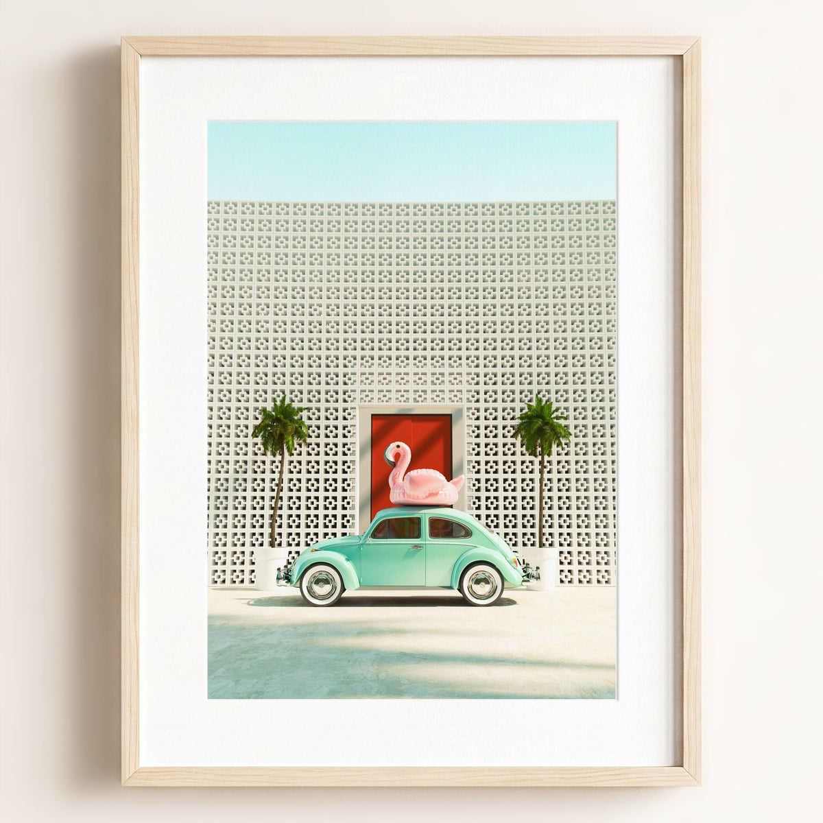 A Beetle and a Flamingo at The Parker — Framed Art