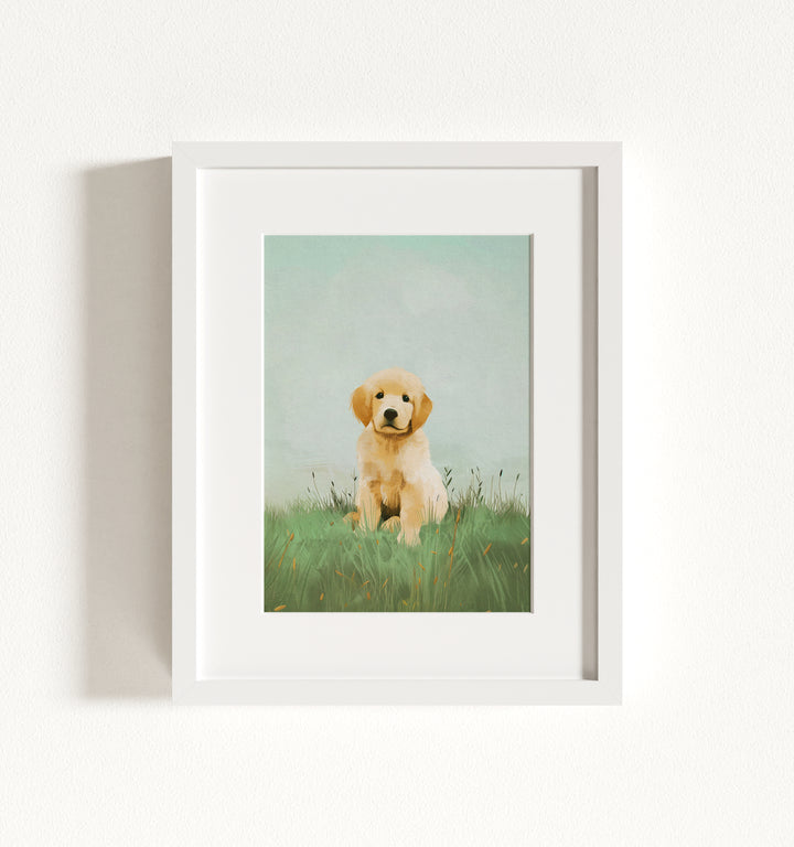 Framed Nursery Art Picture Book Puppies