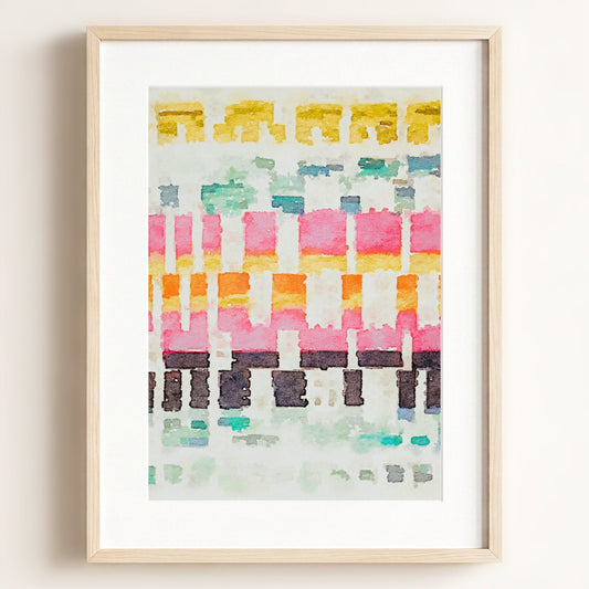 Abstract watercolor stitches – Framed