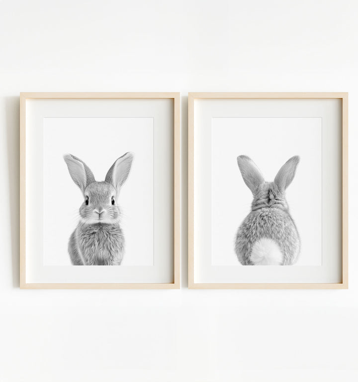 Baby Rabbits - Heads and Tails - Set of 2 Nursery Art Prints