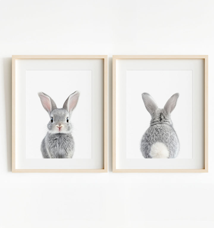 Baby Rabbits - Heads and Tails - Set of 2 Nursery Art Prints