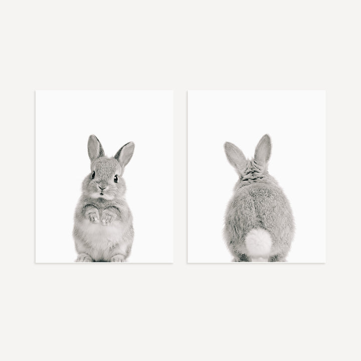 Baby Rabbits - Heads and Tails - Set of 2 Nursery Art Prints