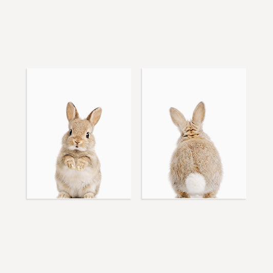 Baby Rabbits - Heads and Tails - Set of 2 Nursery Art Prints