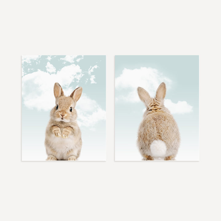 Baby Rabbits - Heads and Tails - Set of 2 Nursery Art Prints