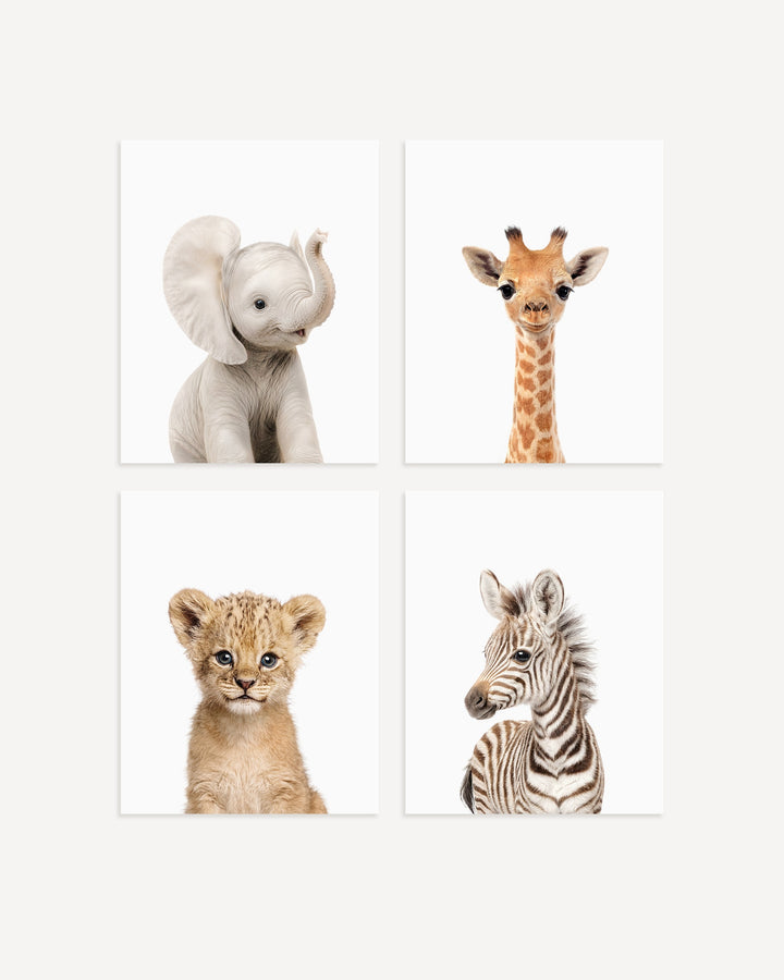 Baby Safari Animals Set of 4 Nursery Art