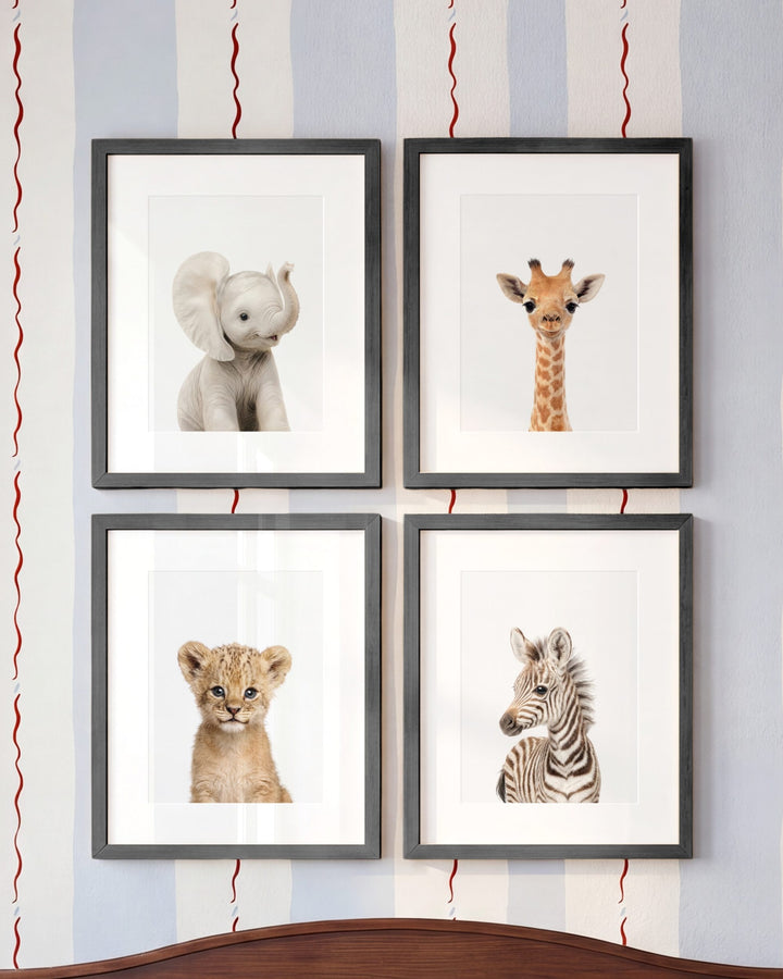 Baby Safari Animals Set of 4 Nursery Art
