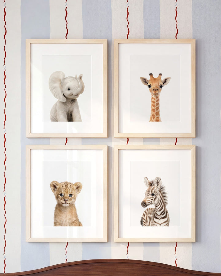Baby Safari Animals Set of 4 Nursery Art