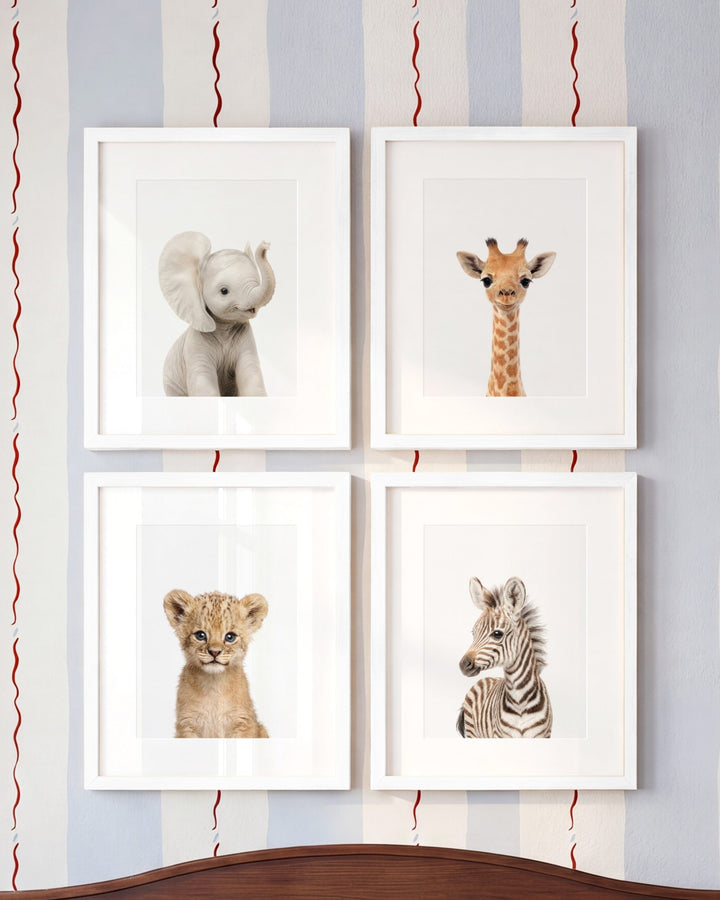 Baby Safari Animals Set of 4 Nursery Art