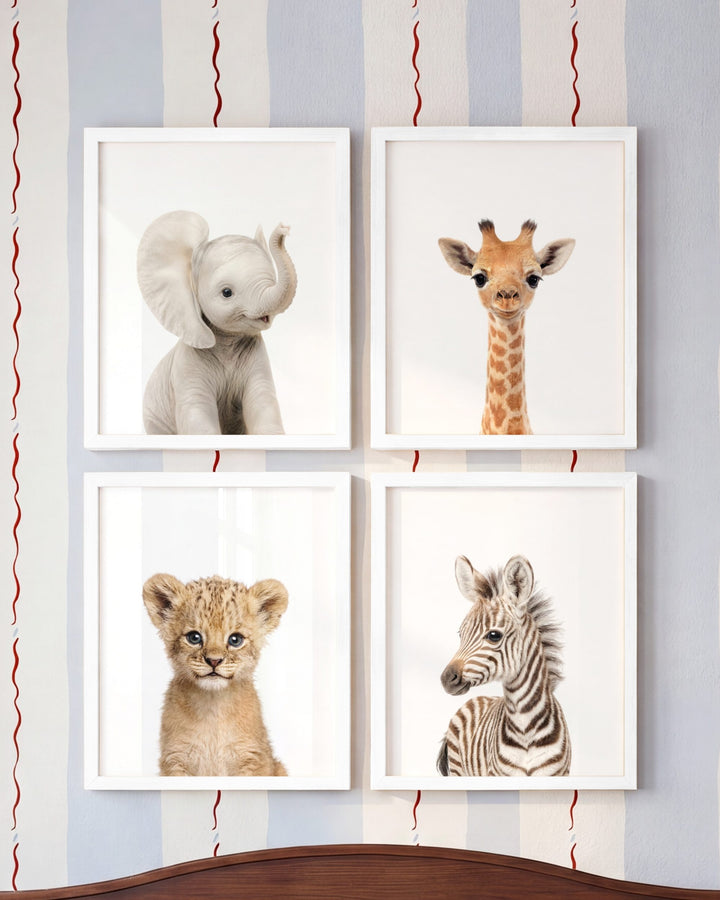 Baby Safari Animals Set of 4 Nursery Art