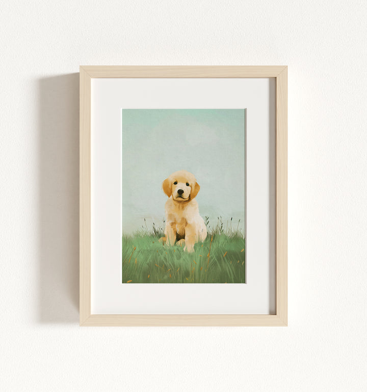 Framed Nursery Art Picture Book Puppies