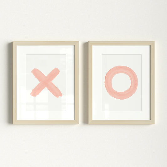 Blush Pink XOs - set of two Girls Room Decor Prints – Framed