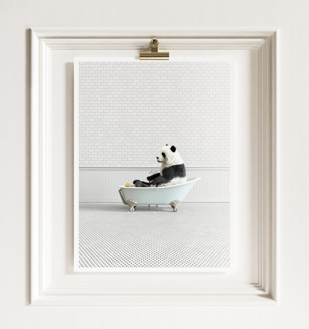 Panda in Blue Bathtub