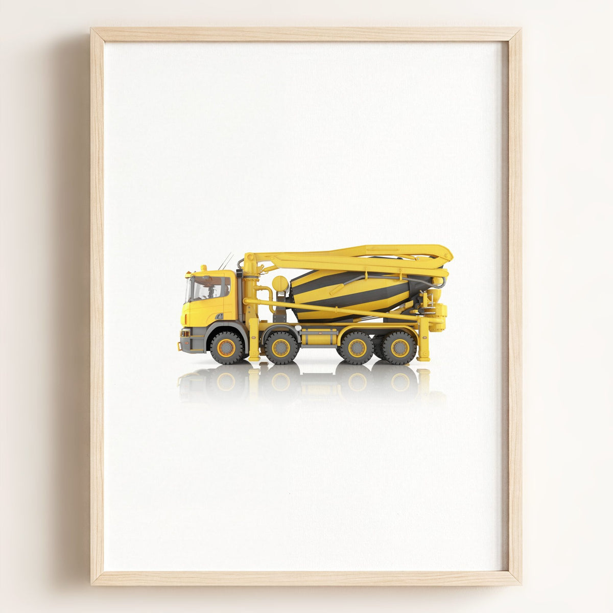 Construction Vehicle Concrete Mixer Art - Framed Art