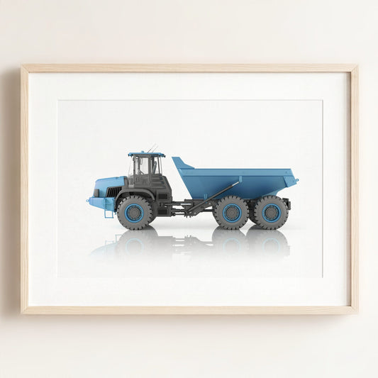 Construction Vehicle Dump Truck Art — Framed Art