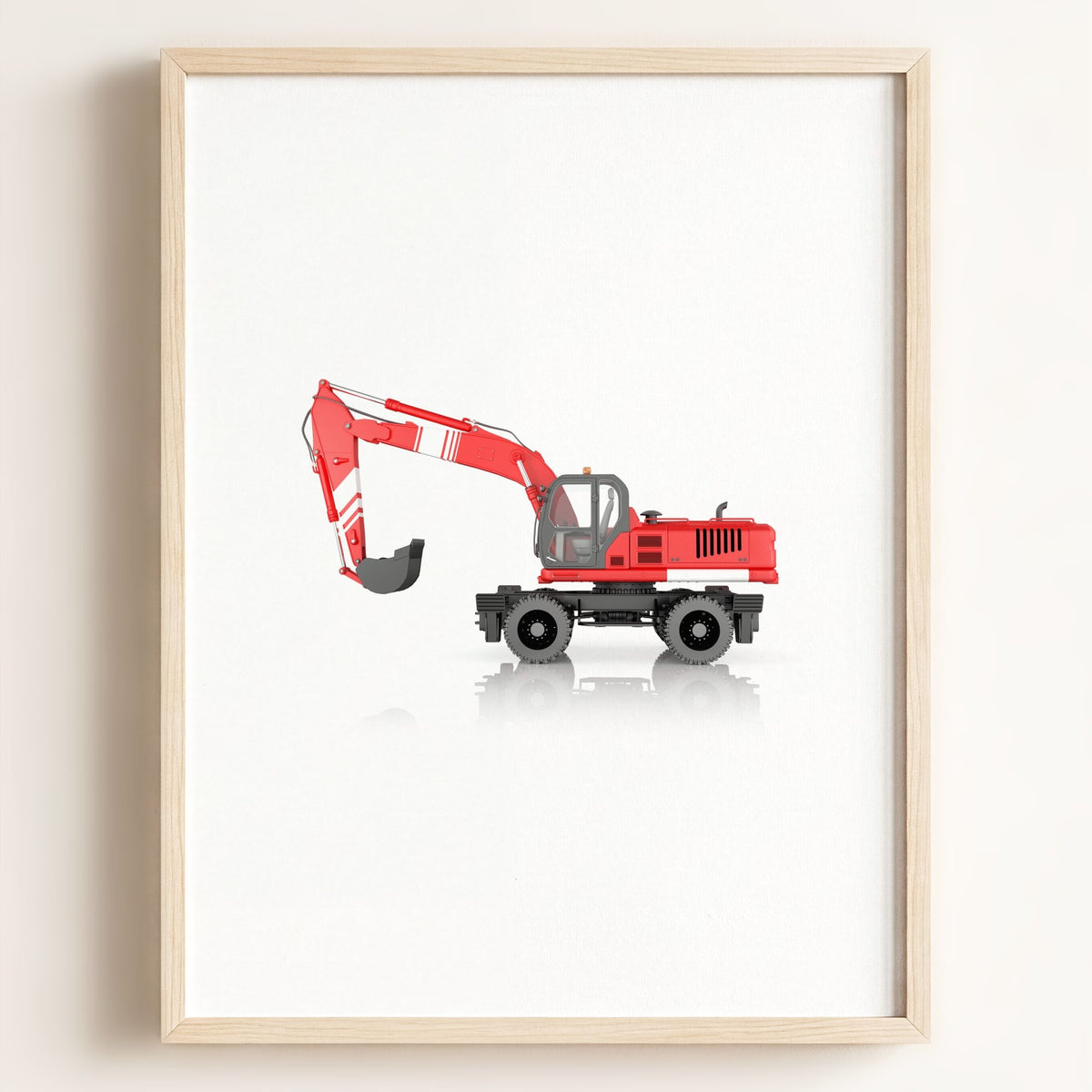 Construction Vehicle Wheel Excavator Art — Framed Art