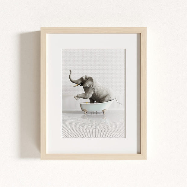 Elephant in Blue Bathtub