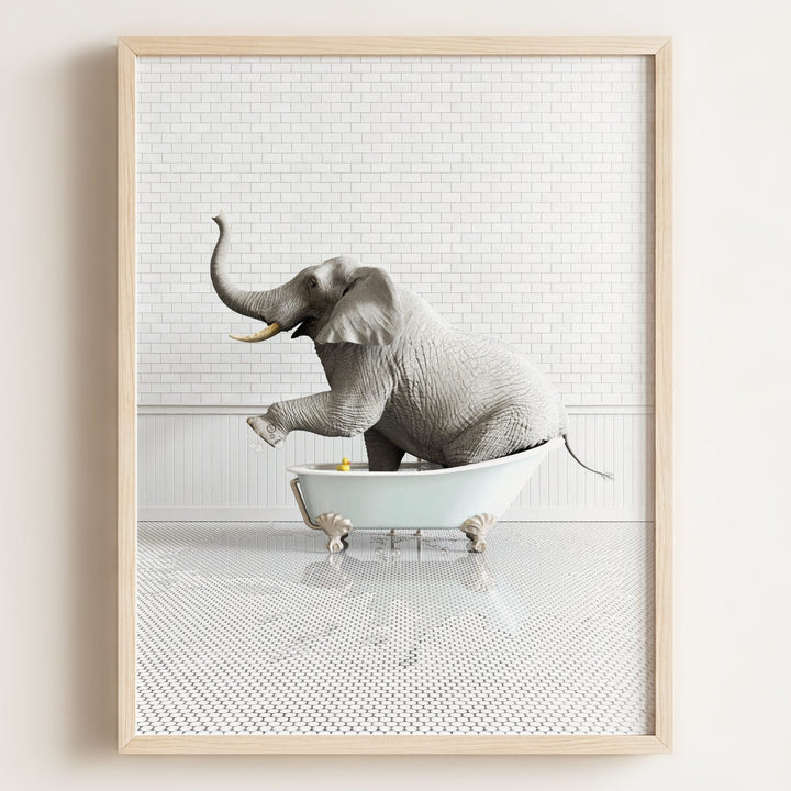 Elephant in Blue Bathtub
