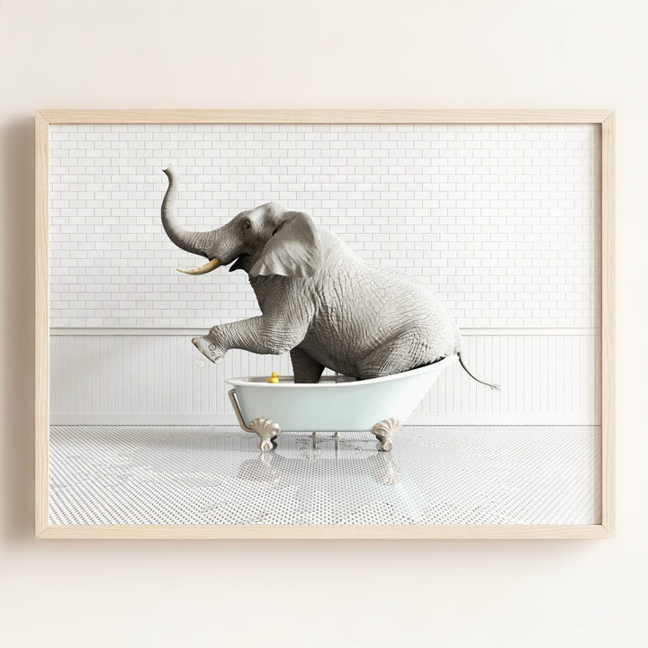 Elephant in Blue Bathtub