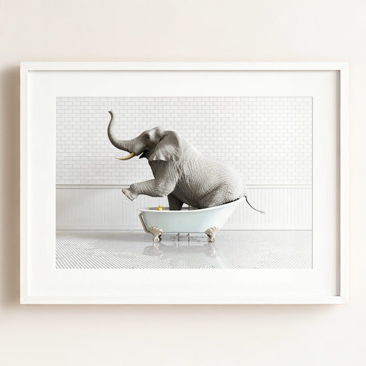 Elephant in Blue Bathtub