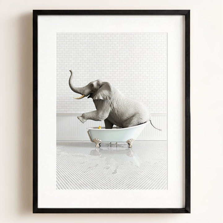 Elephant in Blue Bathtub