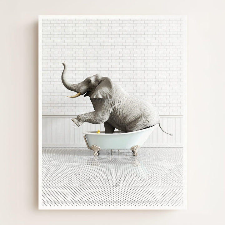 Elephant in Blue Bathtub