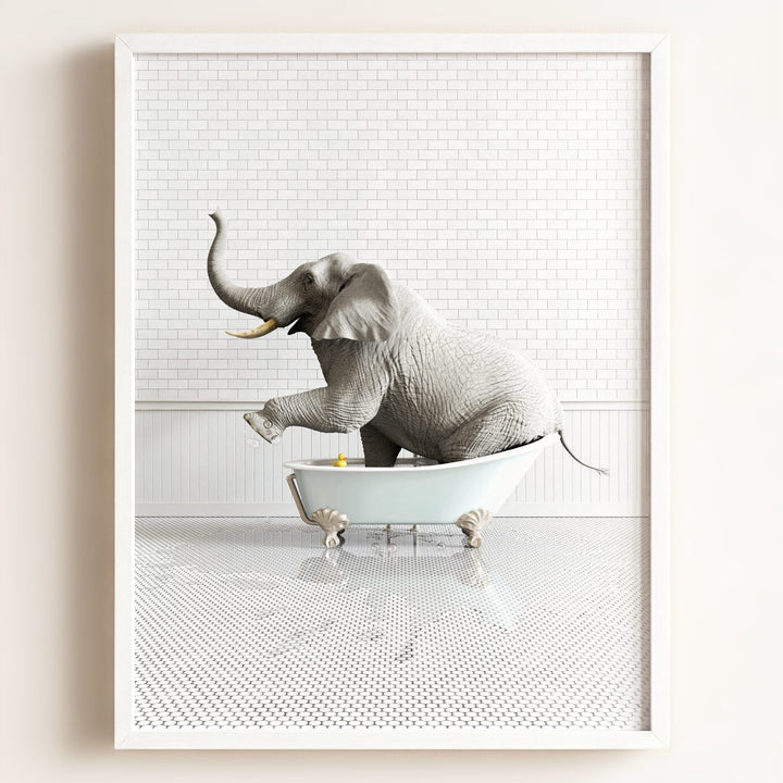 Elephant in Blue Bathtub