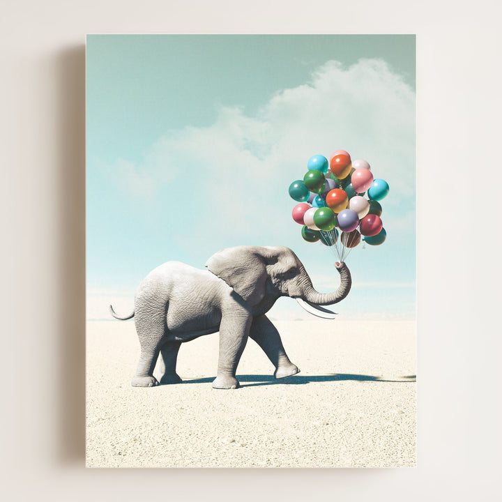 Elephant with Balloons Art Print