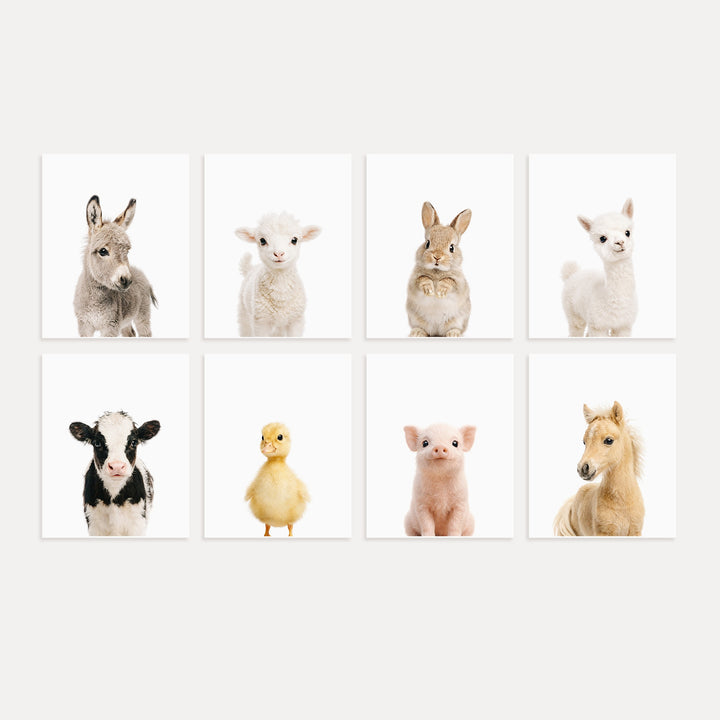 Farm Animals - Set of 8 baby animals Nursery Decor