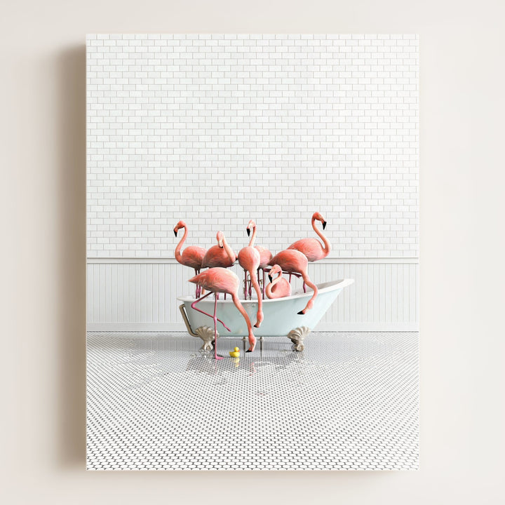 Flamingos in Blue Bathtub