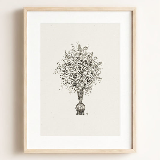 Flower Vase Art Print — Framed