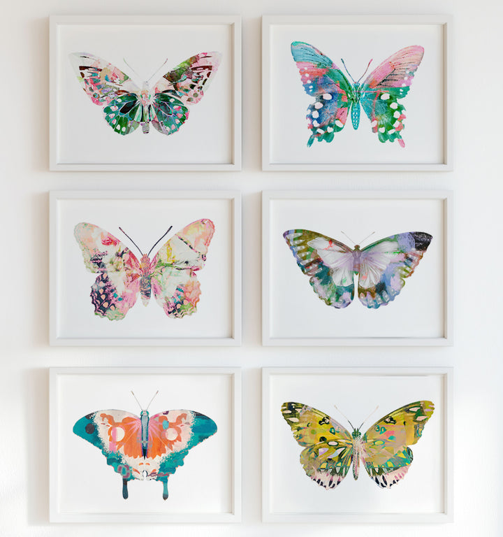 Butterfly Art Prints Set of 6 Framed Prints