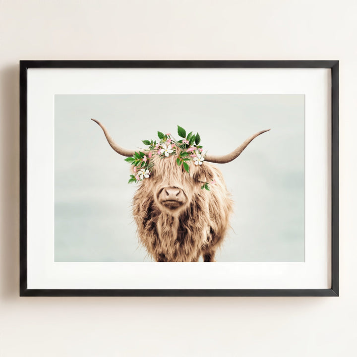 Highland Cow with Flower Crown
