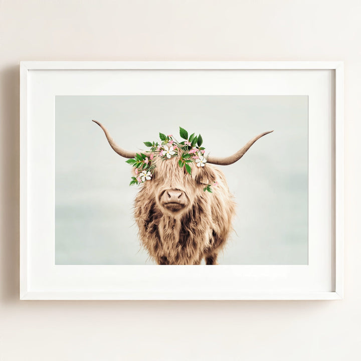 Highland Cow with Flower Crown