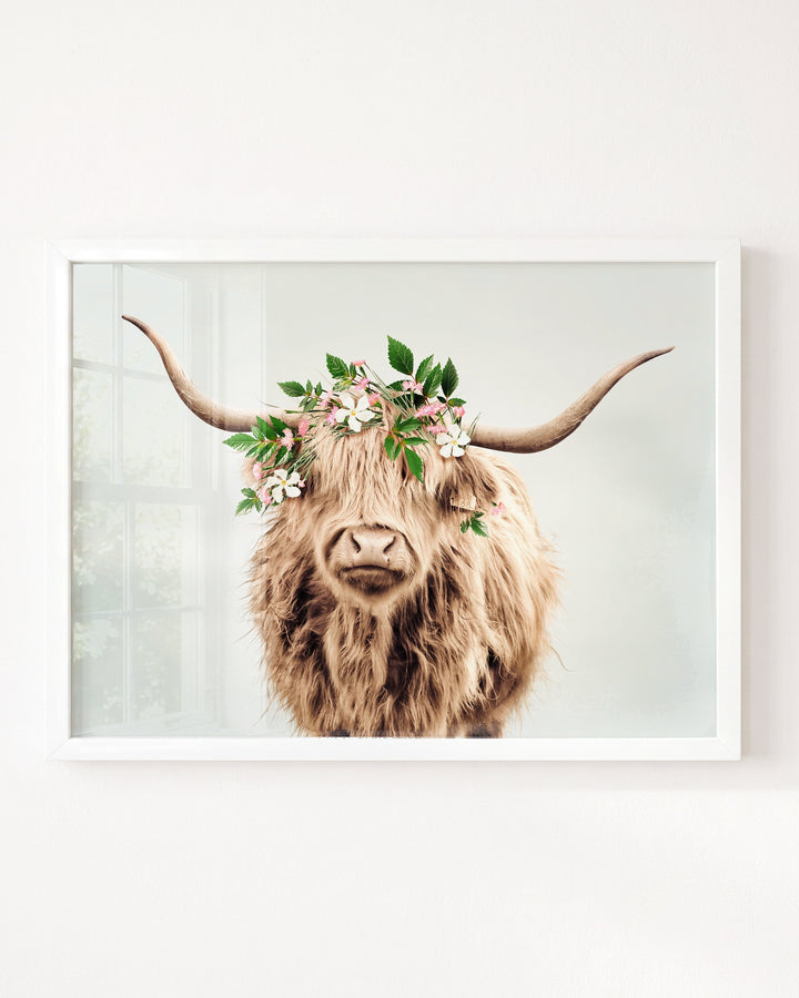 Highland Cow with Flower Crown