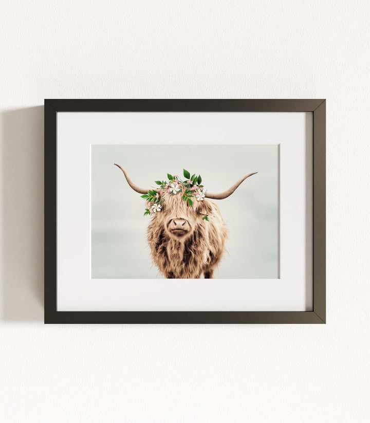 Highland Cow with Flower Crown