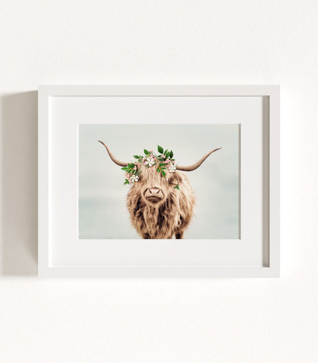 Highland Cow with Flower Crown