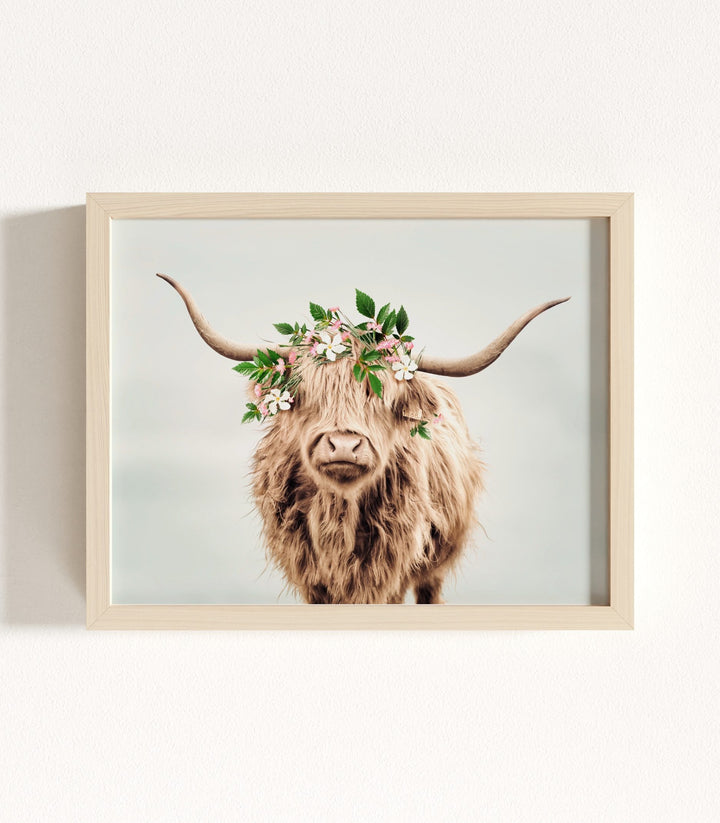 Highland Cow with Flower Crown